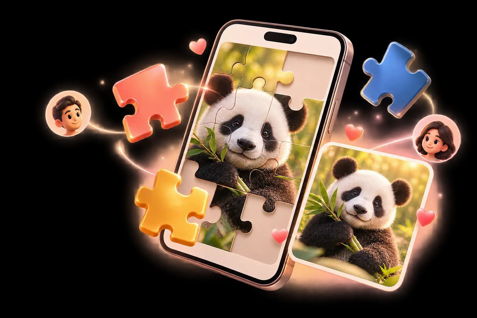 Lovelle Puzzle Together artwork showing a shared photo puzzle being completed